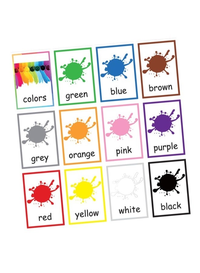 ShebSheb 12sheets Color Words Flash Cards for Boy Girl English Color Learning Cards Early Educational Cognitive Development Toys - Image 1
