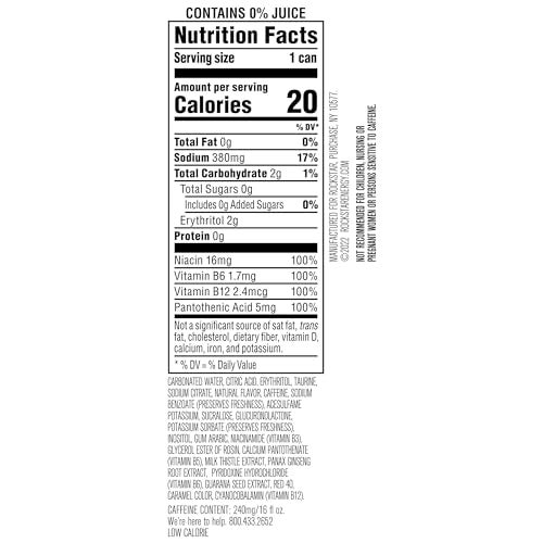 Rockstar Pure Zero Energy Drink, Tangerine Mango Guava Strawberryh, 0 Sugar, with Caffeine and Taurine, 16 Fl Oz (Pack of 12) (Packaging May Vary) - Image 2