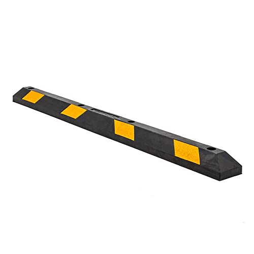 Guardian 6' Rubber Parking Curb with Mounting Holes Hi-Vis Yellow UV-Resistant for Parking Lots - Image 1