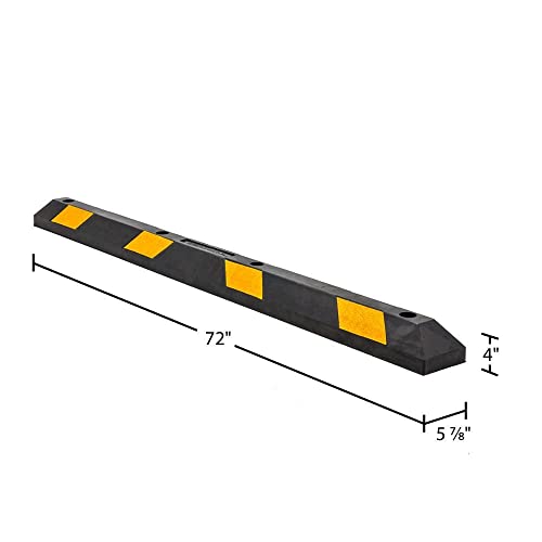 Guardian 6' Rubber Parking Curb with Mounting Holes Hi-Vis Yellow UV-Resistant for Parking Lots - Image 3