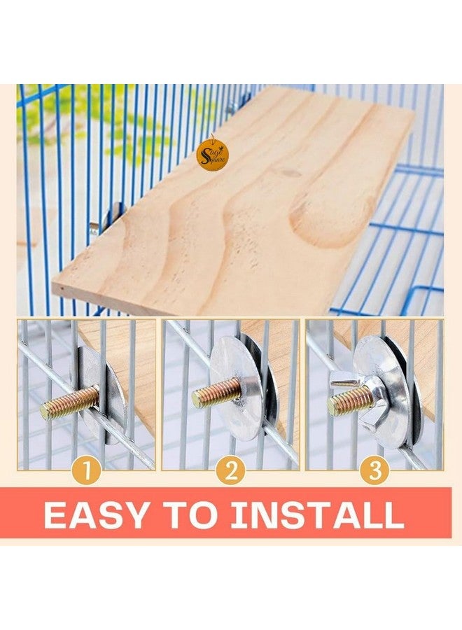 سايج سكوير منصة رمل خشبية مصنوعة من الخشب الطبيعي، مجموعة من اثنين (9*4.5 بوصة ورمل 12*4.5 بوصة) حامل مجثم على شكل مستطيل، ملحقات القفص، لعبة مرحة، مناسبة للطيور والببغاوات والبادجي - Image 5