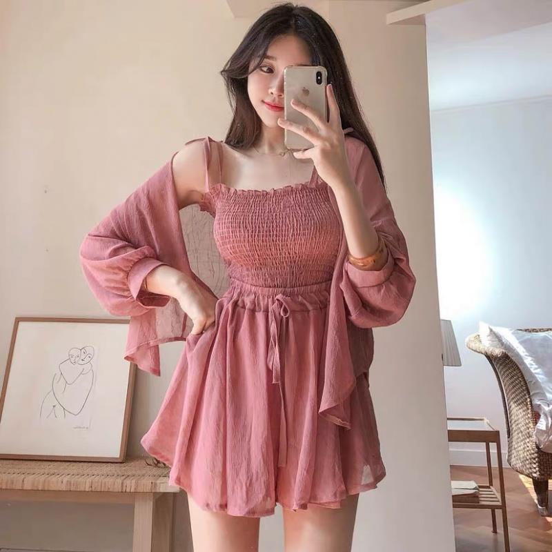 2024 Summer Chic Chiffon Shirt Set for Women White [set]]  - Image 5