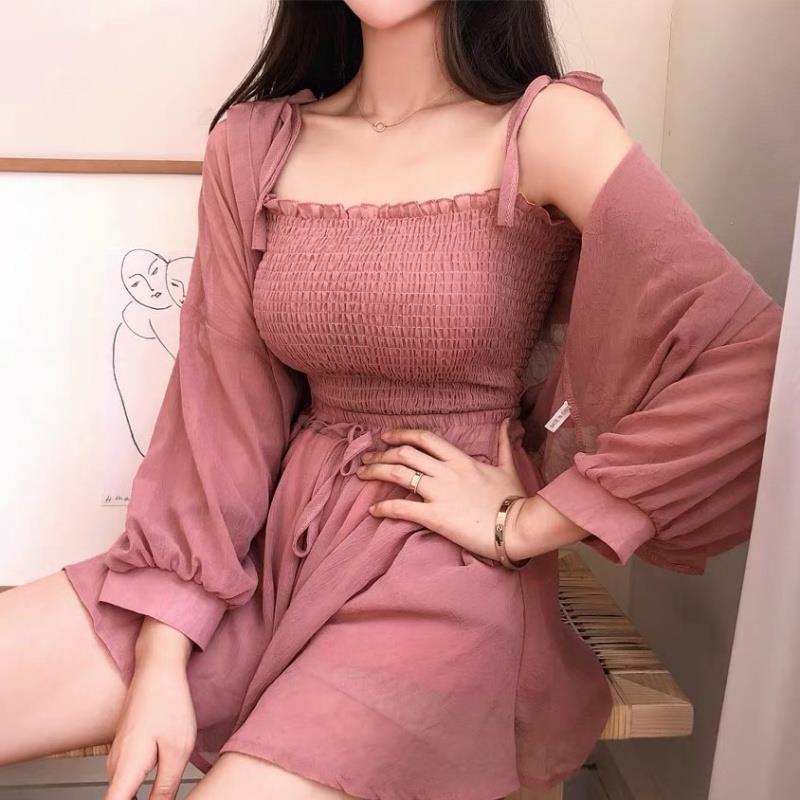 2024 Summer Chic Chiffon Shirt Set for Women White [set]]  - Image 4