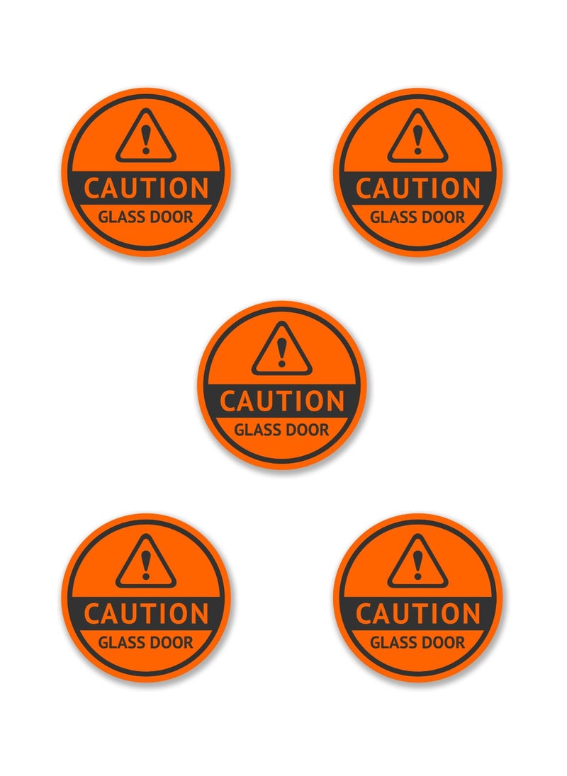 Arab Land Solutions Pack of 5 Warning Caution Glass Door Vinyl Stickers - 10x10cm Safety Sign for Mall, Office, Showroom, Building Entrance  - Image 2