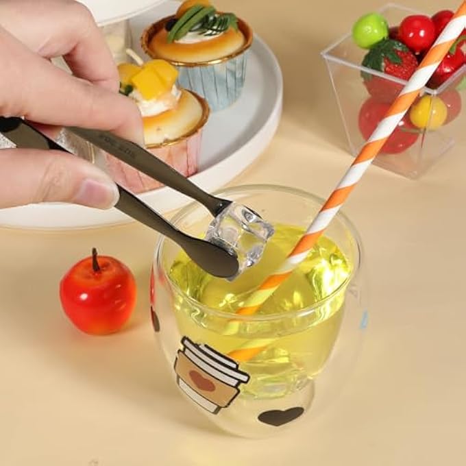 YelaJoy Mini Serving Tongs Set Of 7 Ice Tong Mini Sugar Tongs Tiny Kitchen Tong For Appetizers Serving Food Stainless Steel Sugar Clamp 43 Small Kitchen Food Utensils For Ice Coffee Desserts Black - Image 5