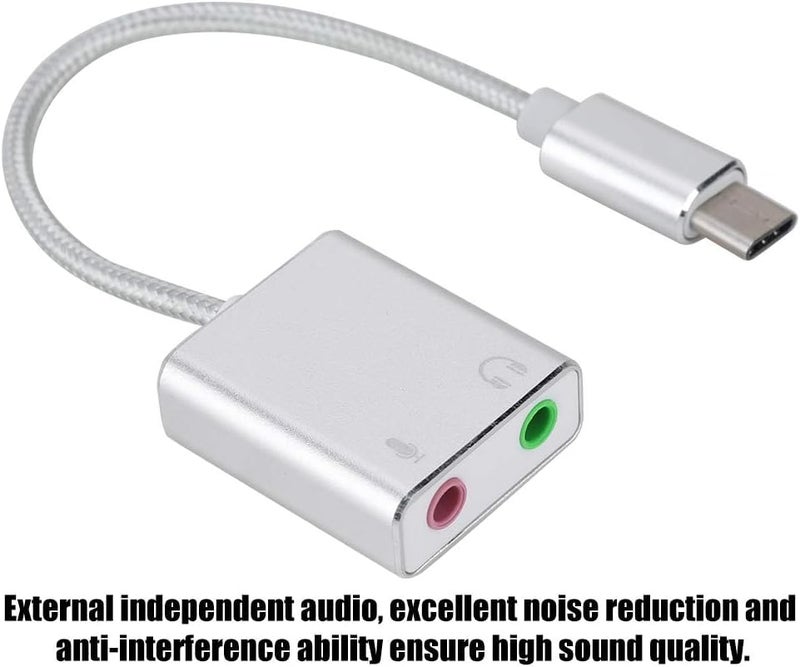 VIBOTON External Sound Card, Aluminum Alloy Type C External Stereo Sound Audio Adapter 3.5mm for Mobile Phone Computer Single Hole for Singing Recording Live Broadcast (Multicolor) - Image 3