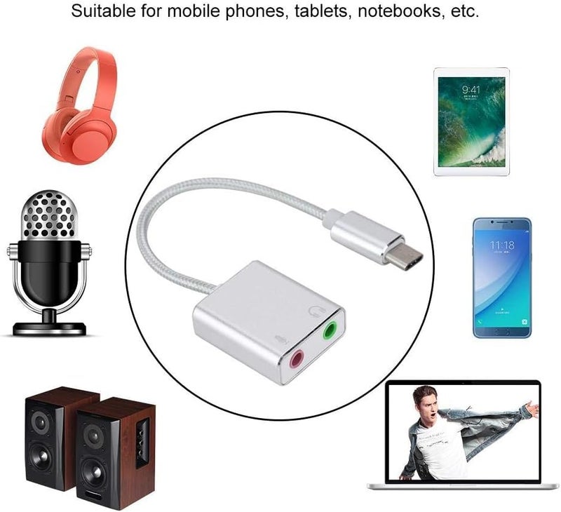 VIBOTON External Sound Card, Aluminum Alloy Type C External Stereo Sound Audio Adapter 3.5mm for Mobile Phone Computer Single Hole for Singing Recording Live Broadcast (Multicolor) - Image 4