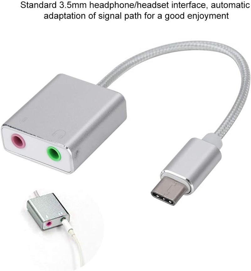 VIBOTON External Sound Card, Aluminum Alloy Type C External Stereo Sound Audio Adapter 3.5mm for Mobile Phone Computer Single Hole for Singing Recording Live Broadcast (Multicolor) - Image 2