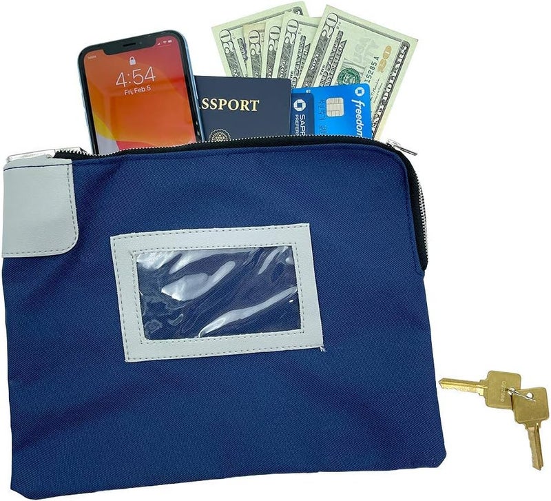 Huron Heavy Duty Commercial 7-Pin 11" Locking Bank Security Money Cash Bag w/Pop Up Lock, 2 Keys (1/5/25/100/500) (1 pc) - Image 2