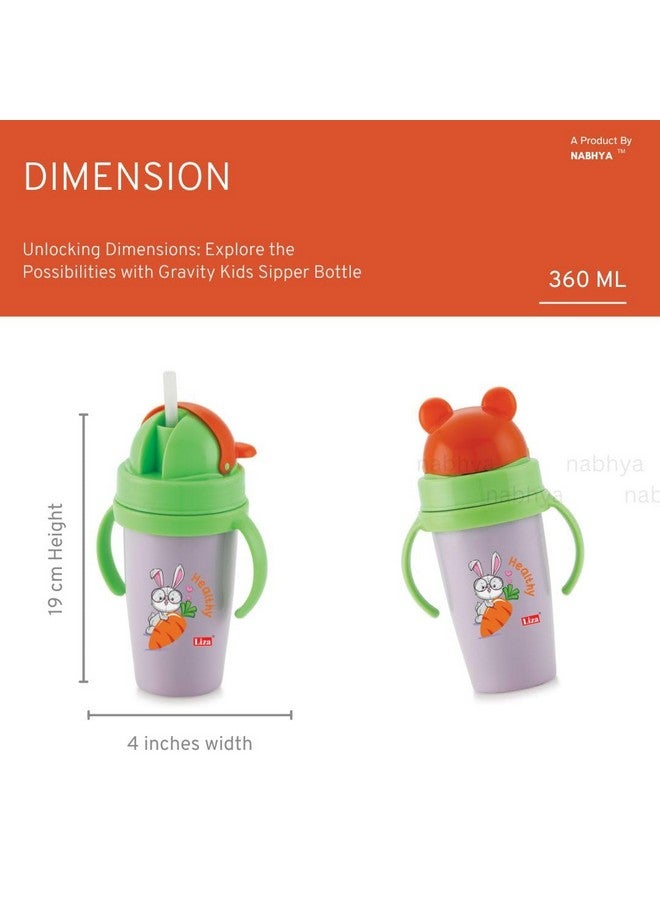 Nabhya Hot & Cold Insulated Stainless Steel 360Ml Bpa-Free Cute Animal Design Baby Sipper Kids Water Bottle With Straw And Side Handle For Kids (Purple & Blue - 2Pc) - Image 5