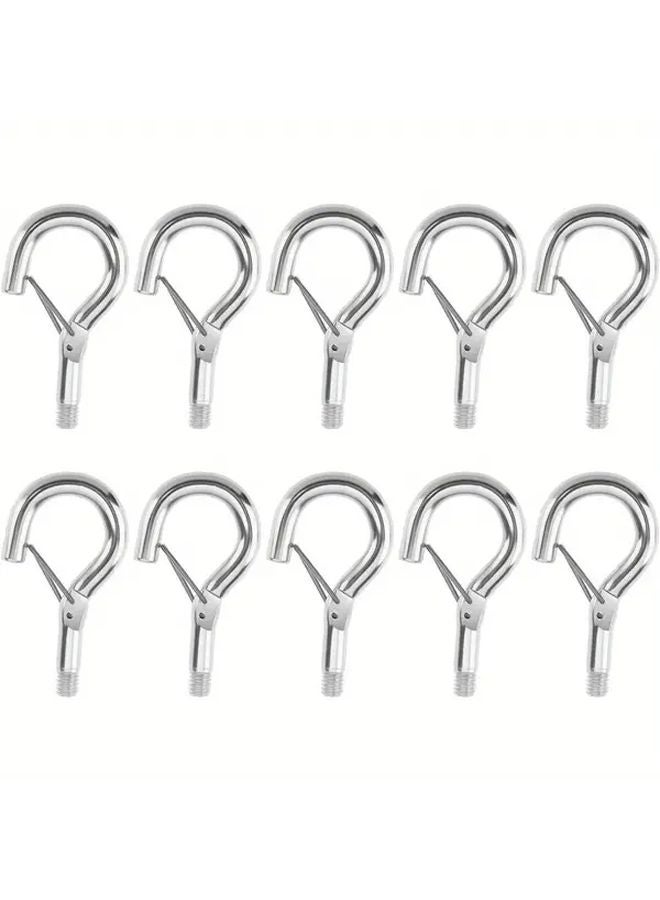 10pcs M5 Threaded Steel Wire Rope Safety Hooks With Spring Eyelets Industrial Hardware - Image 2