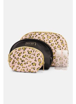 Posh  Pop Women 3 Pcs Cosmetics Travel Bag Set, Pink  - Image 1