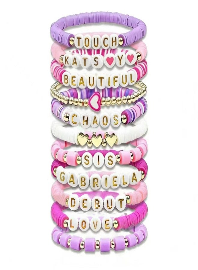 Teemotutu Friendship Bracelets Set - 11PCS Stackable Beaded Bracelets, Fan Merchandise for Concerts & Gifts (02 pink) - Image 1