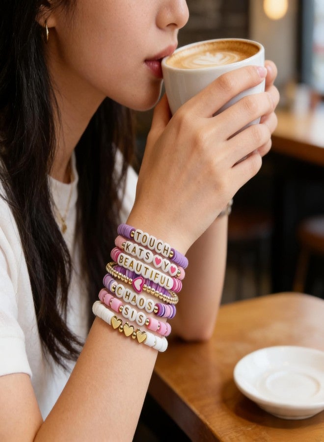 Teemotutu Friendship Bracelets Set - 11PCS Stackable Beaded Bracelets, Fan Merchandise for Concerts & Gifts (02 pink) - Image 3