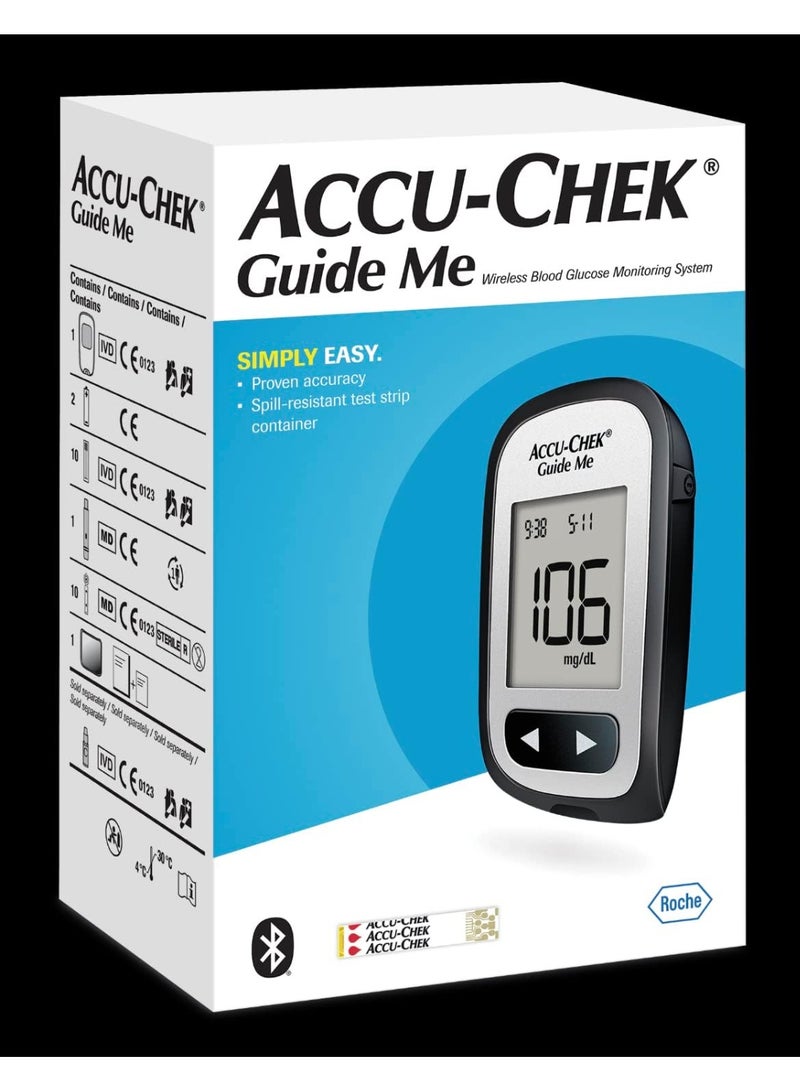 أكيو تشك طقم قياس السكر Accu-Chek Guide Me® مع 50 شريط اختبار و10 إبر لقياس سكر الدم - قد يختلف التصميم - Image 1