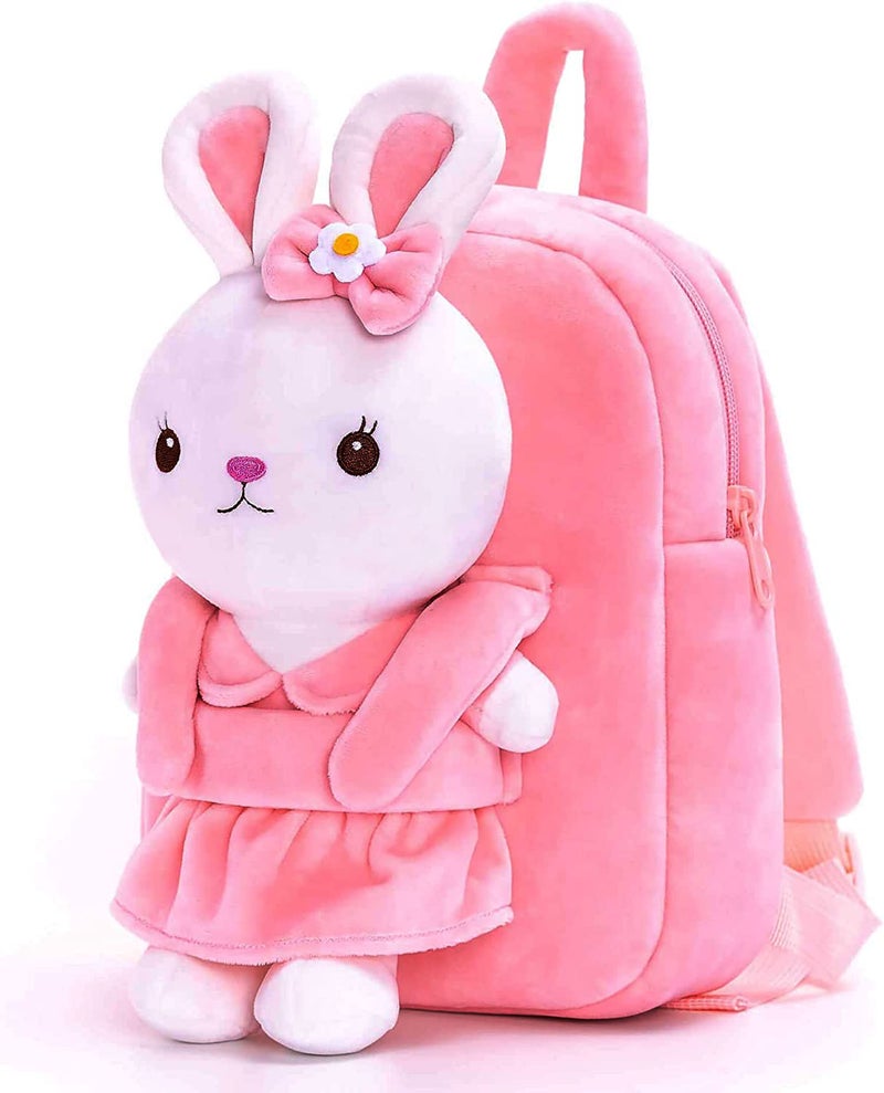 Frantic Full Body Pink Rabbit Kids Soft Cartoon Animal Travelling School Bag Soft Plush Standard 1 Compartment Backpack Boys Girls Baby For 2 To 5 Years Baby/Boys/Girls Nursery, Preschool, 10 Litre - Image 2