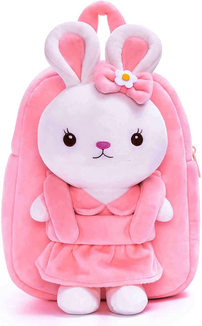 Frantic Full Body Pink Rabbit Kids Soft Cartoon Animal Travelling School Bag Soft Plush Standard 1 Compartment Backpack Boys Girls Baby For 2 To 5 Years Baby/Boys/Girls Nursery, Preschool, 10 Litre - Image 1