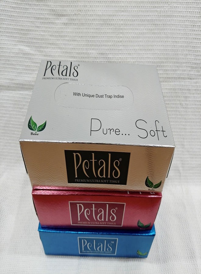 PETALS Premium Ultra Soft Facial Tissues - 2 Ply, 200 Sheets per Box (100 Pulls), Pack of 3 | Ultra Soft & Gentle - Image 2