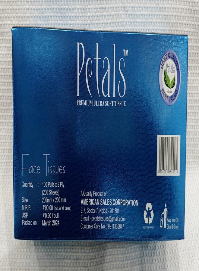 PETALS Premium Ultra Soft Facial Tissues - 2 Ply, 200 Sheets per Box (100 Pulls), Pack of 3 | Ultra Soft & Gentle - Image 3