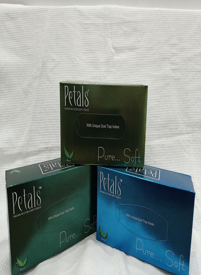 PETALS Premium Ultra Soft Facial Tissues - 2 Ply, 200 Sheets per Box (100 Pulls), Pack of 3 | Ultra Soft & Gentle - Image 1