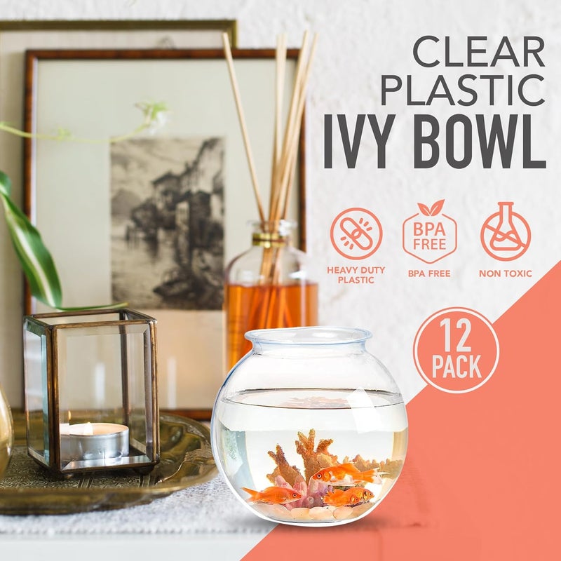 Sterline Plastic Ivy Bowls  12 Pack  16 Oz  Fish Bowl for Drinks Home Dcor Unbreakable Centerpiece Carnival Game Accessory Candy Dishes Ornament Holder Party Supplies Sweet Treats - Image 4