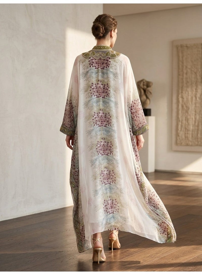 Alaya Women Floral Embroidered Chiffon Kaftan-AL3831 - Image 2