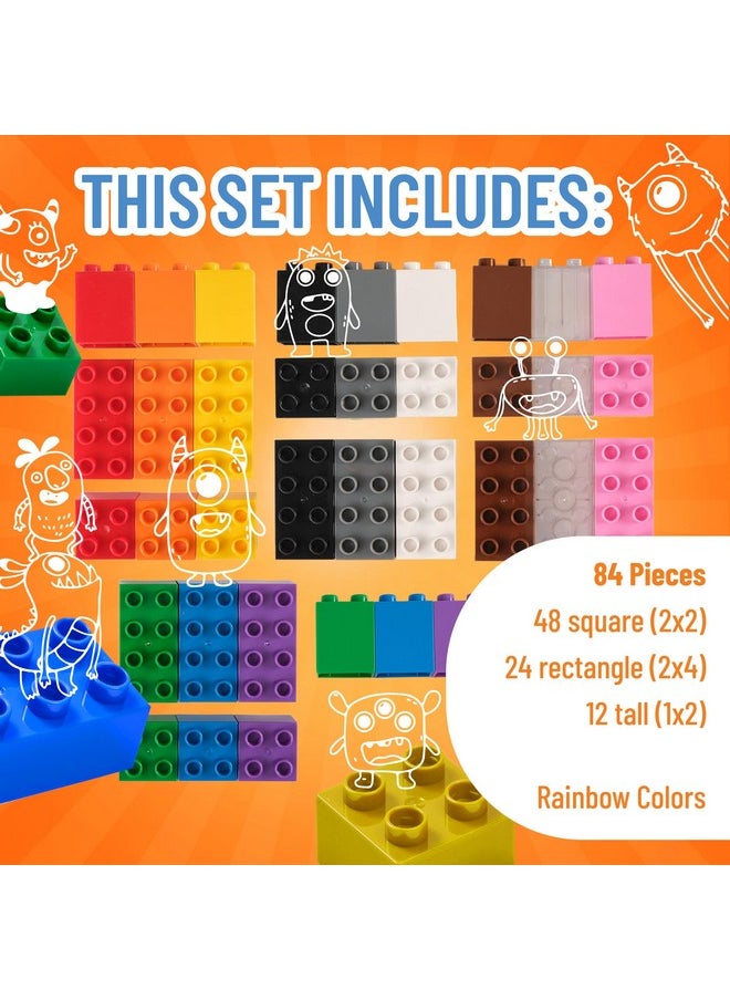 Strictly Briks Strictly Briks Compatible with Lego Duplo Toy Large Building Blocks for Kids and Toddlers, Big Bricks Gift Set for Ages 3 and Up, 100% Compatible with All Major Brands, Rainbow Colors, 84 Pieces  - Image 3