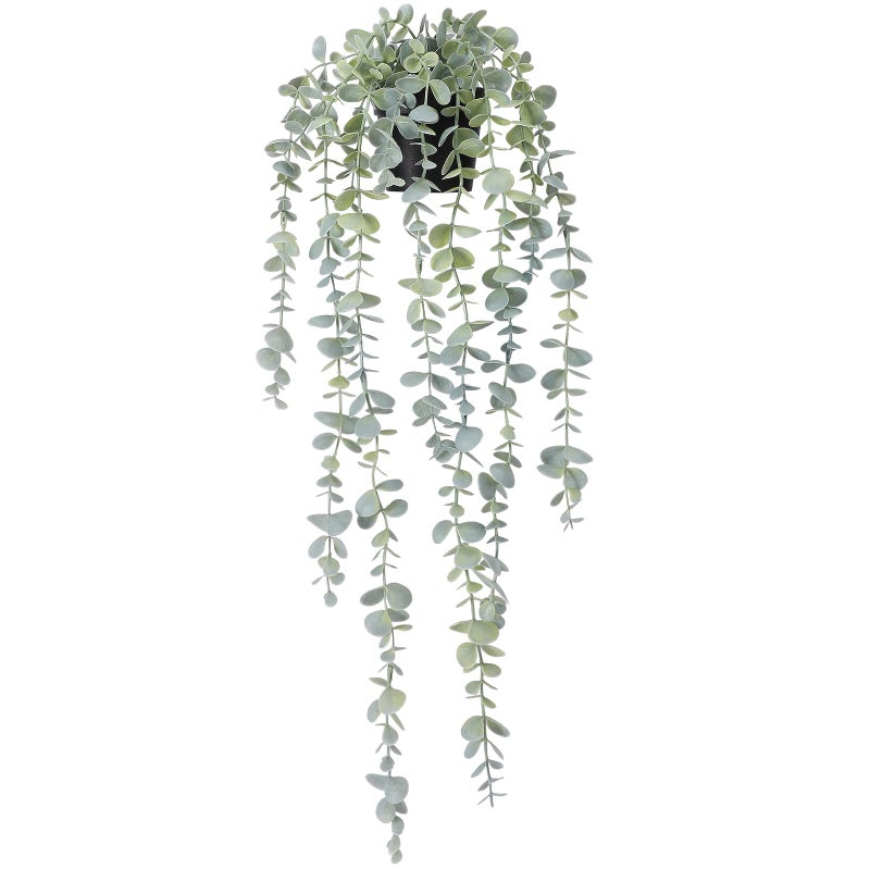 COCOBOO 1pcs Artificial Hanging Plants, Fake Potted Eucalyptus Faux Hanging Plant for Wall Room Home Indoor Outdoor Shelf Decor - Image 1