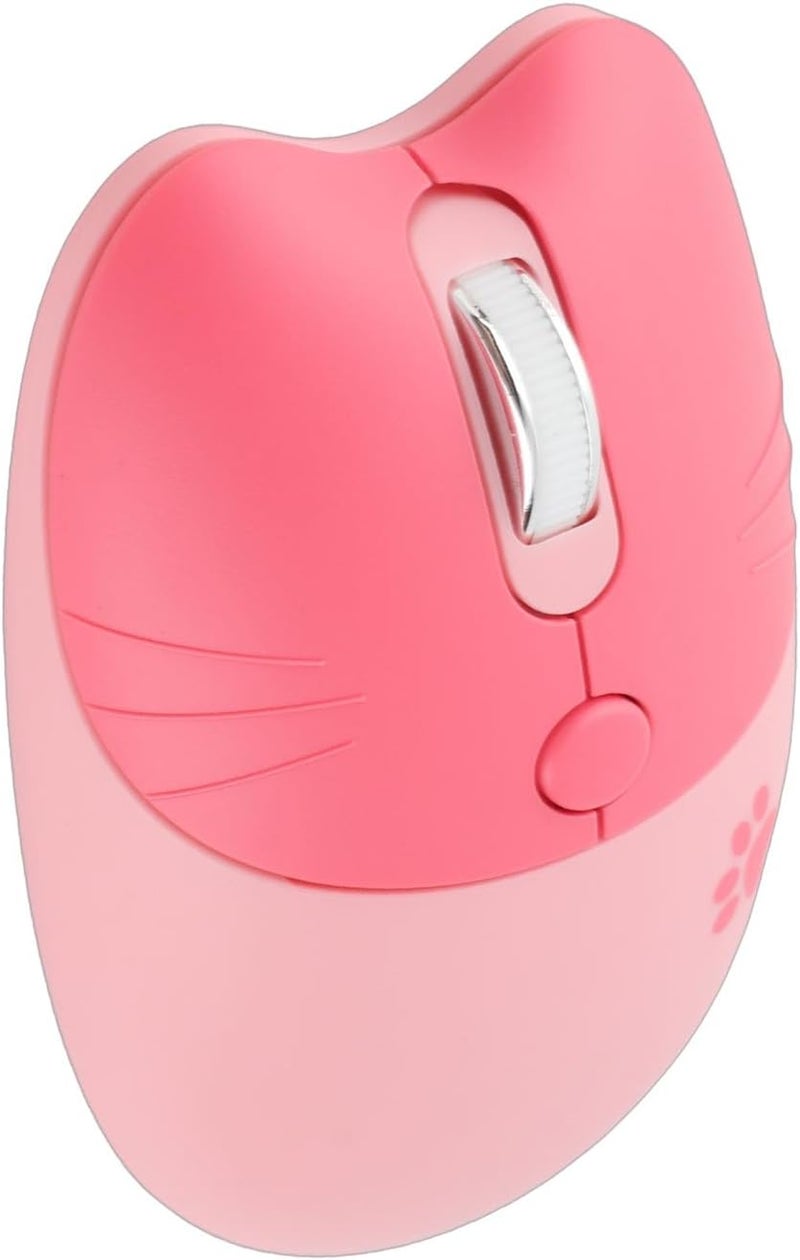 Silent Cute Mouse, Unique Cat Shape Design 2.4G Wireless Mouse with 3 Levels DPI for Women and Children, Small Portable for Laptop, PC, with 10m Operating Distance (Pink) - Image 1
