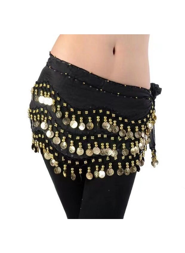 Generic Belly Dance Adult Waist Chain Chiffon Square Dance Accessory Red  - Image 3