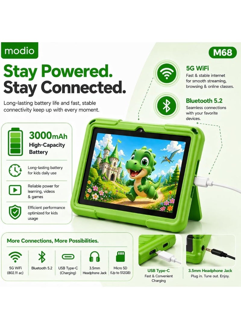 DmarQa Modio M68 Tablet Orange 7 Inch HD Display, 6GB RAM + 128GB Storage, Android 13, Dual Camera, 3000mAh Battery, 5G WiFi, Shockproof EVA Case with Accessories - Image 5