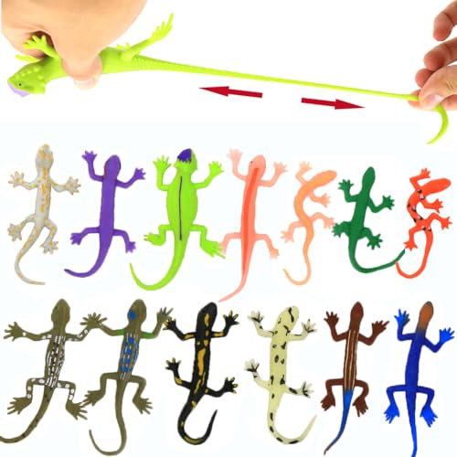 Yeonhatoys 8 PCS Mini Lizards Toys for Kid Realistic Rubber Lizard Set Super Stretches Material TPR with Bag Lizard Figure Bathtub Toy Iguana Chameleon Dragon - Image 1