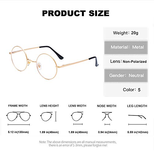 EYLRIM Round Blue Light Blocking Glasses for Women Men Circle Clear Lens Metal Frame Eyeglasses Non Prescription(A1 Gold) - Image 5