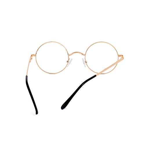 EYLRIM Round Blue Light Blocking Glasses for Women Men Circle Clear Lens Metal Frame Eyeglasses Non Prescription(A1 Gold) - Image 4