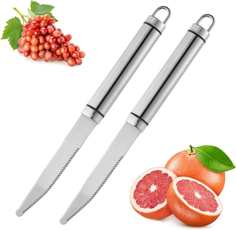 COKUMA 2PCS Grapefruit Knife, Curved Serrated Grapefruit Knife, Stainless Steel Kiwi Knife, Great for Grapefruit, Orange, Lemon, Kiwi, Easy to Hang, Dishwasher Safe - Image 1