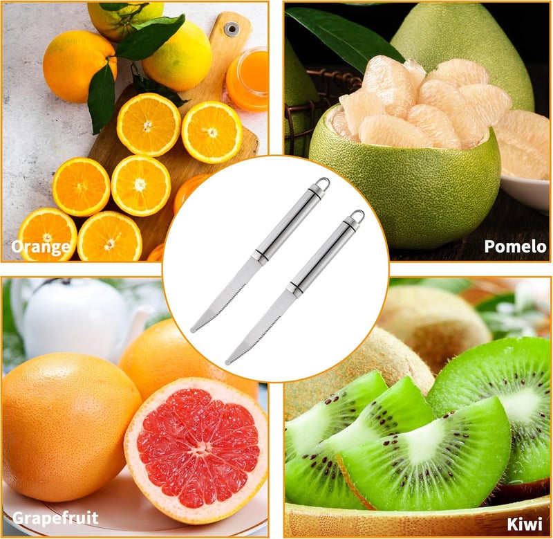 COKUMA 2PCS Grapefruit Knife, Curved Serrated Grapefruit Knife, Stainless Steel Kiwi Knife, Great for Grapefruit, Orange, Lemon, Kiwi, Easy to Hang, Dishwasher Safe - Image 5