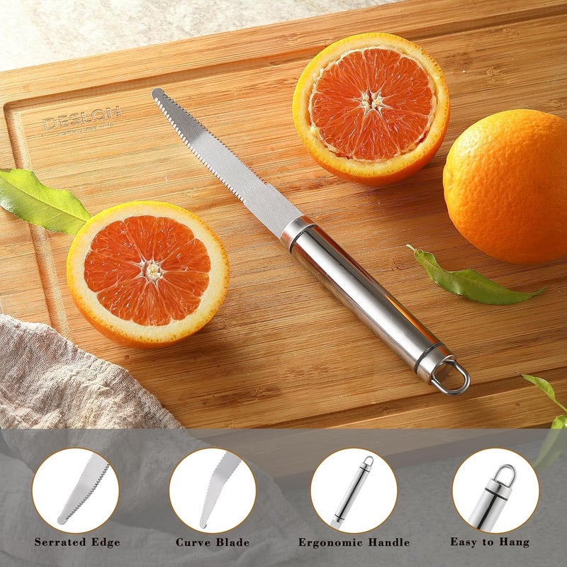 COKUMA 2PCS Grapefruit Knife, Curved Serrated Grapefruit Knife, Stainless Steel Kiwi Knife, Great for Grapefruit, Orange, Lemon, Kiwi, Easy to Hang, Dishwasher Safe - Image 3