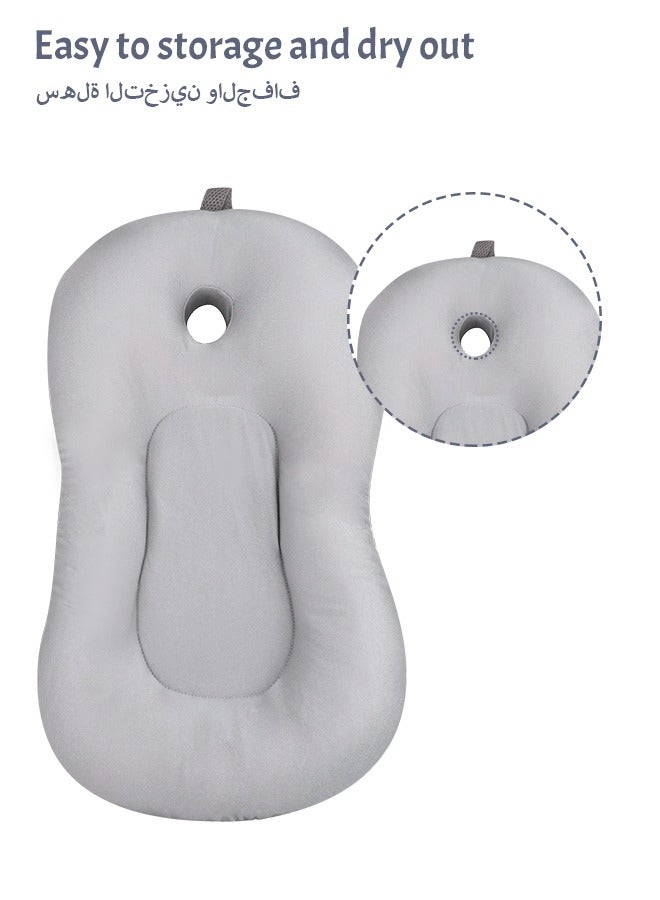 1 Pcs Baby Bath Mat, Baby Bath Cushion Soft Anti-Slip Bath Pad 0-6 Month Toddler Bath Pillow, Grey  - Image 5