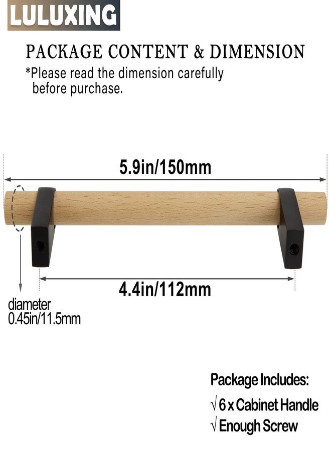 luluxing 6Pcs Wood Cabinet Handles and Pulls 4.4 Inch Double Hole Distance Handles,Modern Kitchen T Bar Dresser Handle Hardware for Kitchen Wardrobe Drawer - Image 2