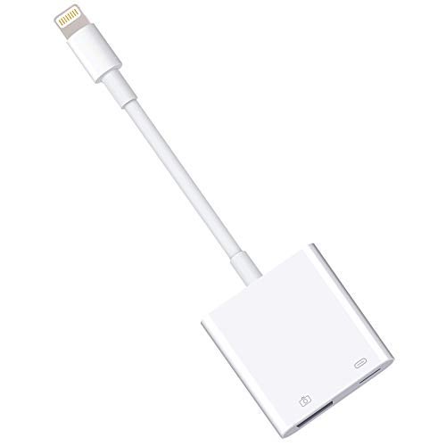WORLDBOYU Lightning to USB3 Camera Adapter with Charging Port, Lightning Female USB OTG Cable Adapter for Select iPhone,iPad Models Support Connect Camera, Card Reader, USB Flash Drive, MIDI Keyboard (WHITE) - Image 1