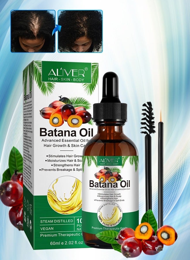 ALIVER 60ml Natural Batana Oil for Hair Care Hair Conditioner Oil for Thin Hair Repair Damaged Hair Nourishes Thin Hair Scalp Skin and Loss Hair Growth Fit for All Hair Types Raw Batana Oil - Image 1