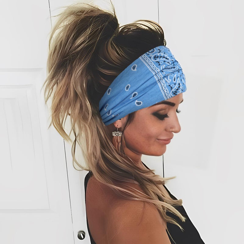 YARIEW Boho Headbands for Women Wide Bandana Headbands Stretch Knotted Headband Elastic Head Bands Women's Hair Band Non-Slip Yoga Workout Head Wraps Hair Accessories for Women Girls - Image 3