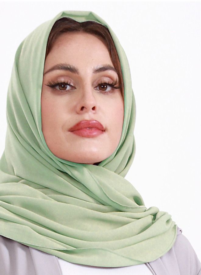 Loquat Solid Color Chiffon Square Gauze Scarf Green  - Image 3