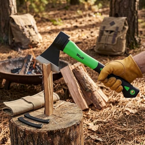 WULF 800 GM Premium Heavy Duty Hand Axe with Shockproof Fiberglass Handle | Rubberized Grip for Wood Cutting, Camping, and Gardening | Safety Hatchet Kulhadi Tool for Outdoor & Home Use (800g) - Image 2