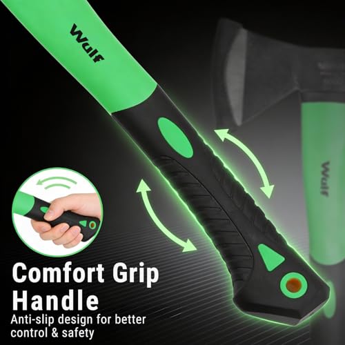 WULF 800 GM Premium Heavy Duty Hand Axe with Shockproof Fiberglass Handle | Rubberized Grip for Wood Cutting, Camping, and Gardening | Safety Hatchet Kulhadi Tool for Outdoor & Home Use (800g) - Image 5