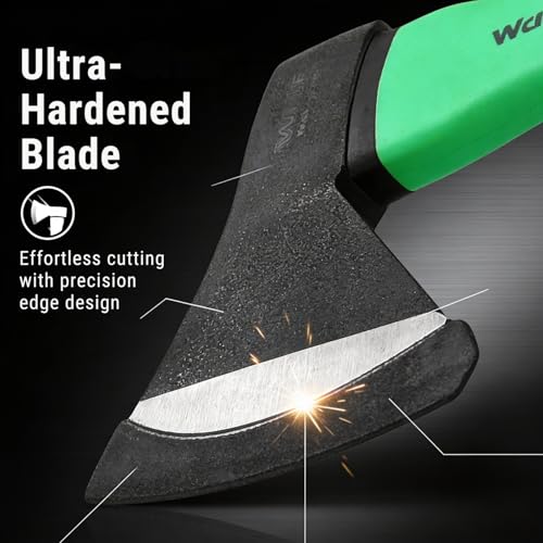 WULF 800 GM Premium Heavy Duty Hand Axe with Shockproof Fiberglass Handle | Rubberized Grip for Wood Cutting, Camping, and Gardening | Safety Hatchet Kulhadi Tool for Outdoor & Home Use (800g) - Image 3
