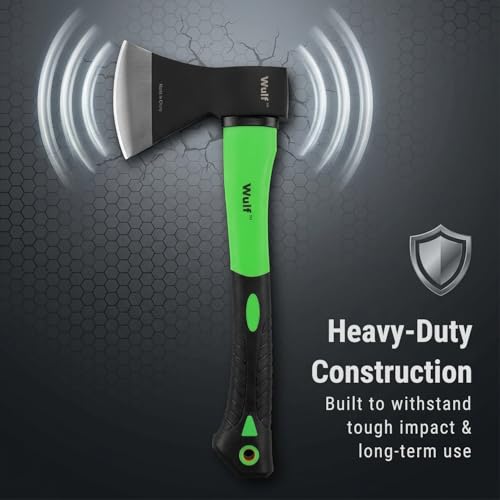 WULF 800 GM Premium Heavy Duty Hand Axe with Shockproof Fiberglass Handle | Rubberized Grip for Wood Cutting, Camping, and Gardening | Safety Hatchet Kulhadi Tool for Outdoor & Home Use (800g) - Image 4