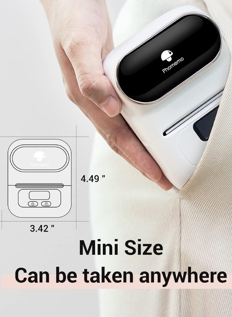 phomemo M110 Label Printer Portable Bluetooth Thermal Mini Label Maker Printer Apply to Labeling Compatible with Android & iOS System With 1 40×30mm Label White - Image 3