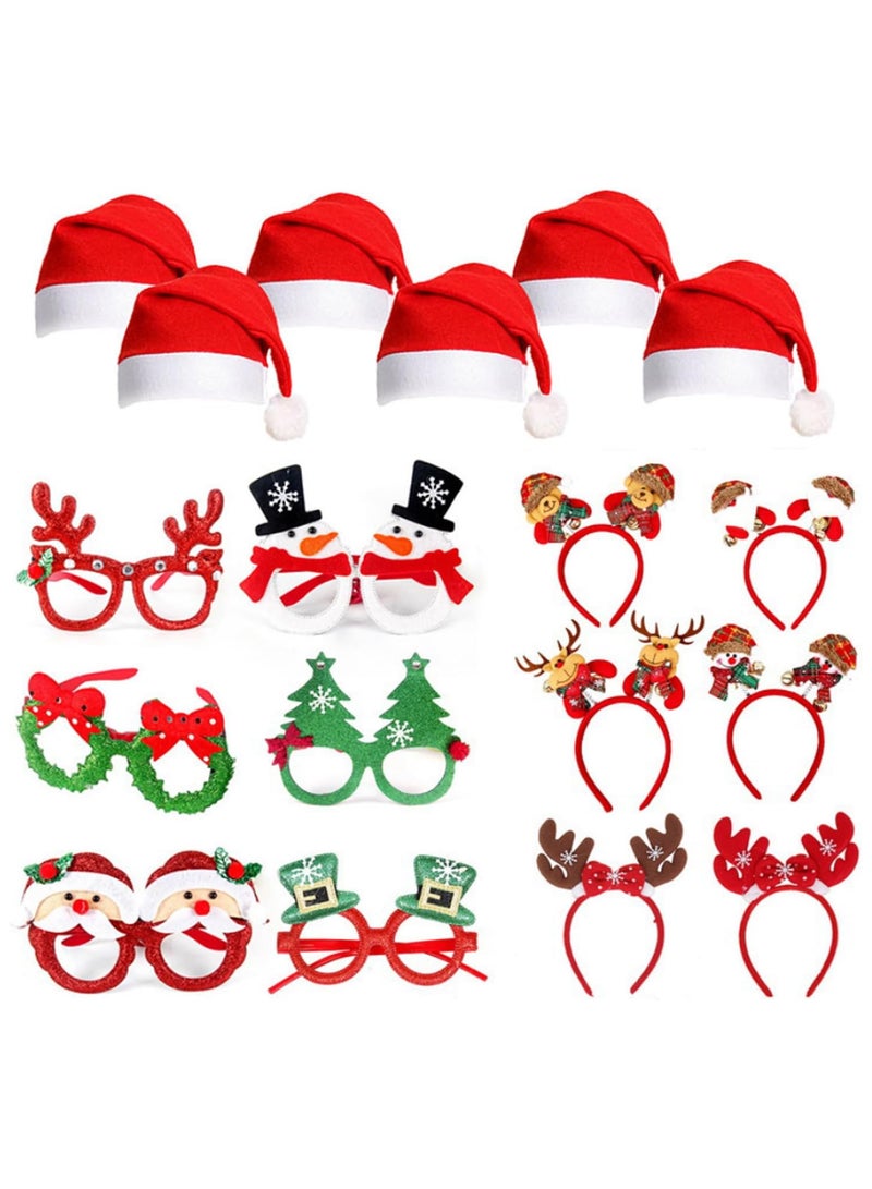 AUTOYSUR Christmas Glasses Frame,Christmas Hair Hoop and Christmas Hats,Christmas Decoration,Christmas Photo Booth Props Christmas Party Favors for kid Adult,for Xmas Holiday Party Supplies 18pcs - Image 1