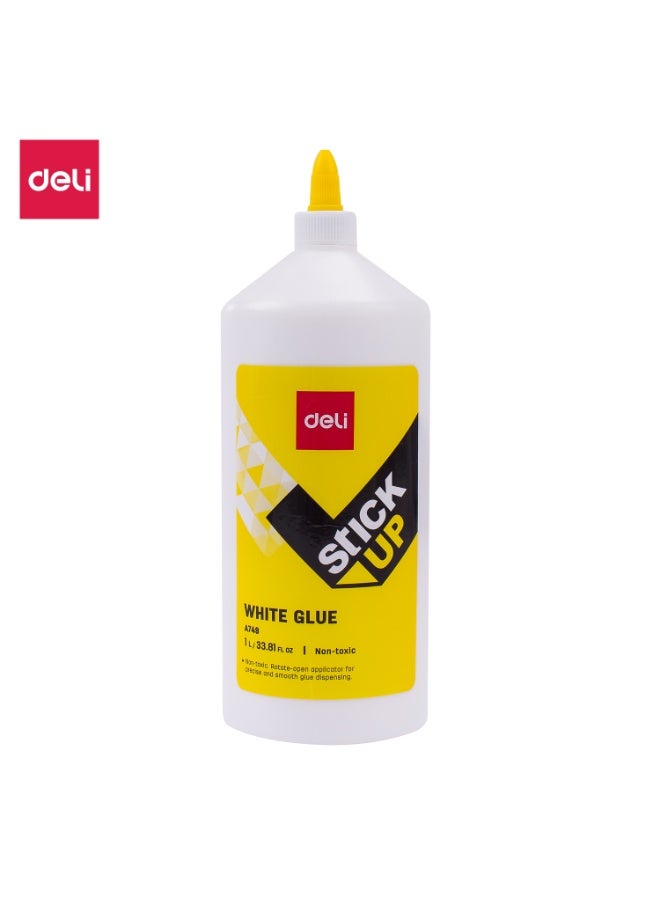 Deli White Glue 1000 ml Strong Adhesive Washable Multipurpose Glue for School Office and Crafts - Image 1